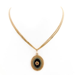 Collier Sautoir en or jaune, rubis, turquoise et onyx - Castafiore