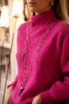 Collier Sautoir larges anneaux en or rose - Castafiore