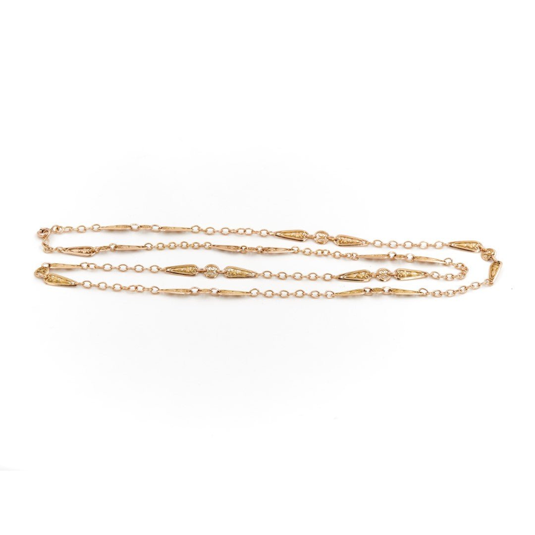 Collier Sautoir maille alternée en or jaune - Castafiore