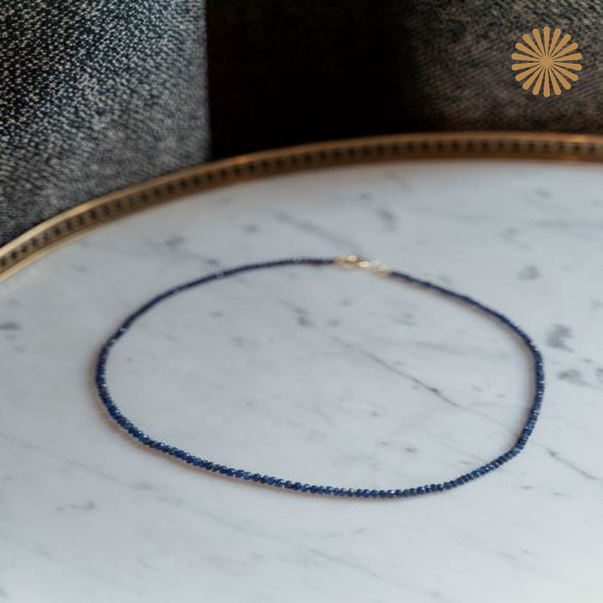 Collier Sautoir rang de billes de saphirs - Castafiore