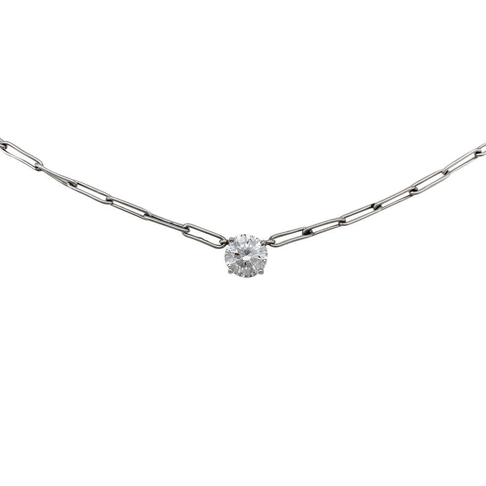 Collier solitaire diamant 1,50 carat en or blanc - Castafiore