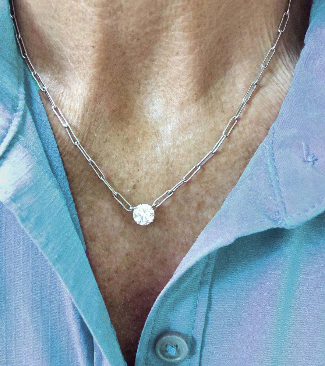 Collier solitaire diamant 1,50 carat en or blanc - Castafiore