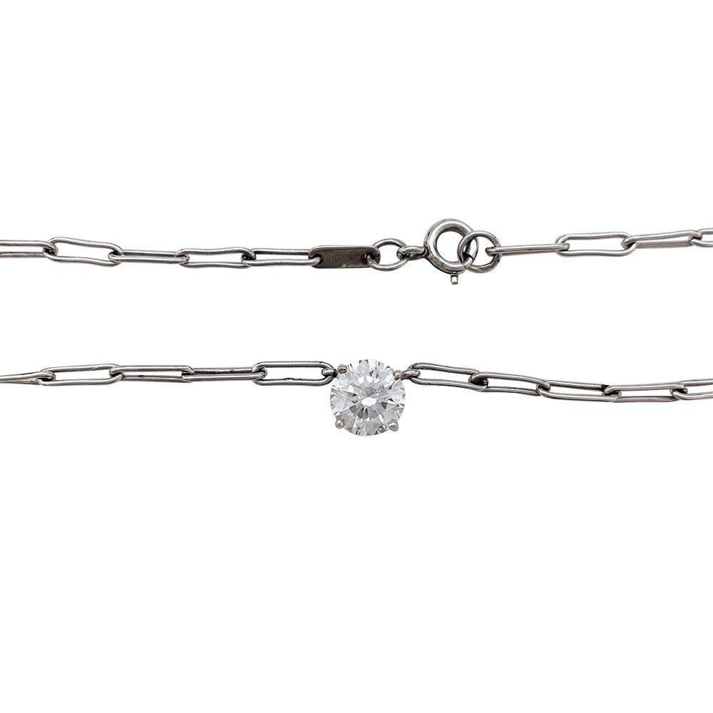 Collier solitaire diamant 1,50 carat en or blanc - Castafiore