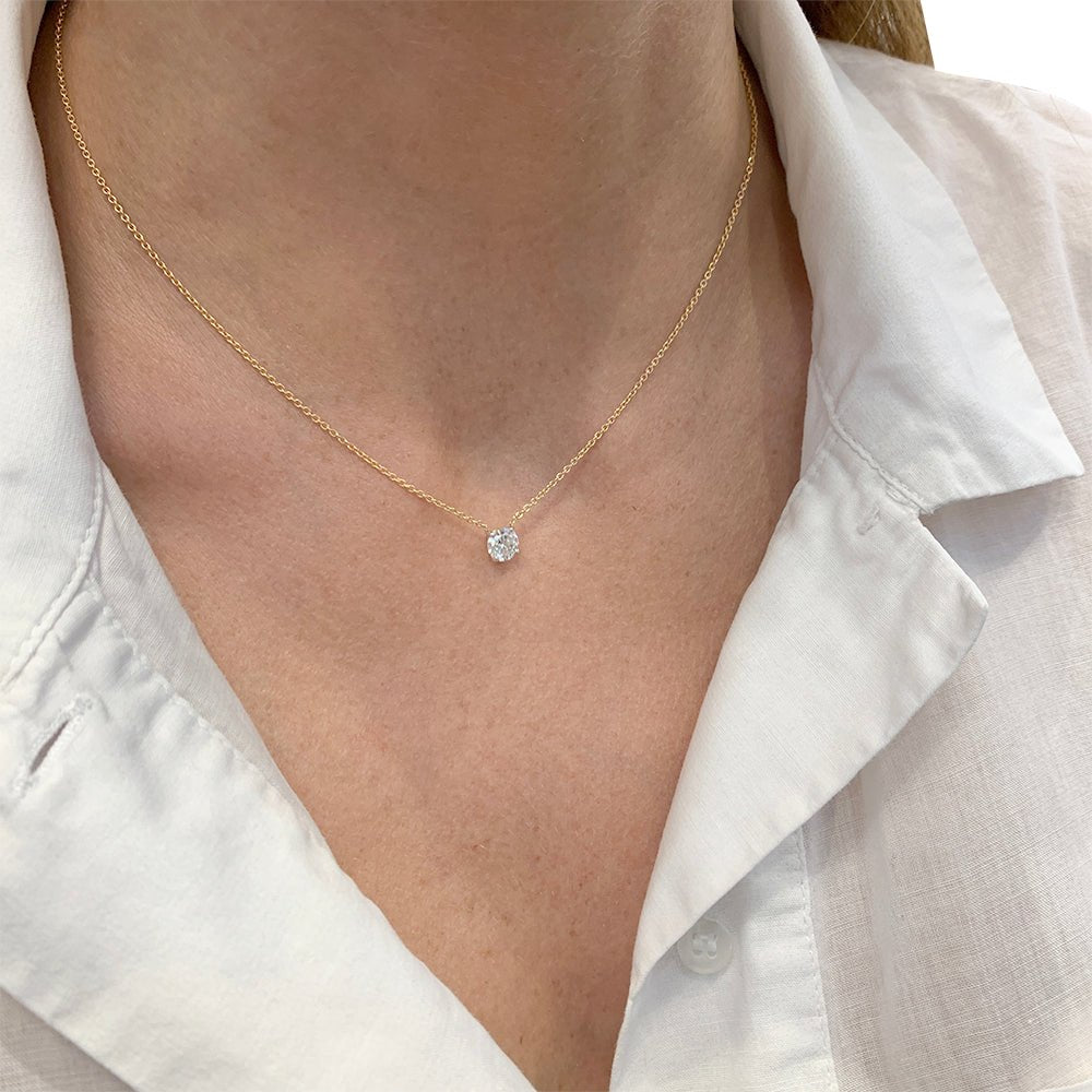 Collier solitaire, or jaune et blanc - Castafiore