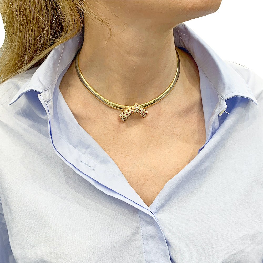 Collier transformable Van Cleef & Arpels, or jaune, rubis, diamants - Castafiore