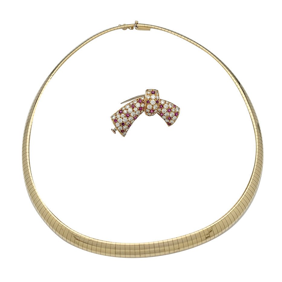 Collier transformable Van Cleef & Arpels, or jaune, rubis, diamants - Castafiore
