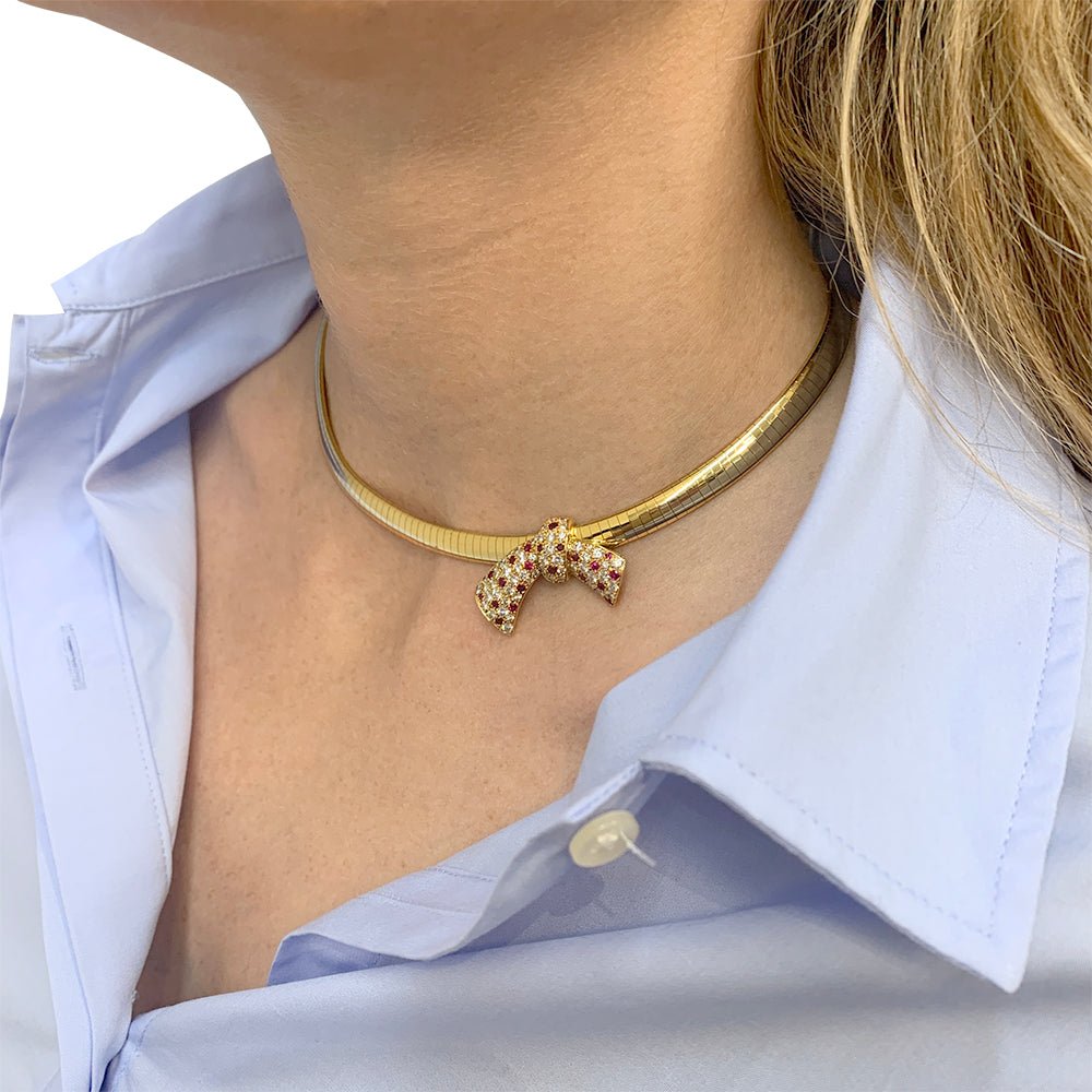 Collier transformable Van Cleef & Arpels, or jaune, rubis, diamants - Castafiore