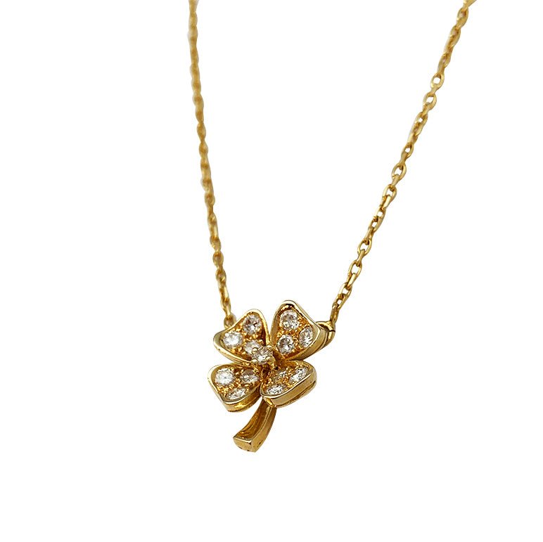 Collier trèfle en or jaune serti de brillants - Castafiore