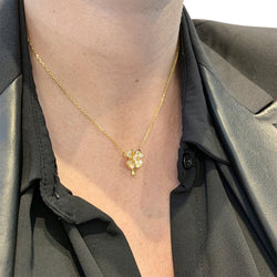 Collier trèfle en or jaune serti de brillants - Castafiore