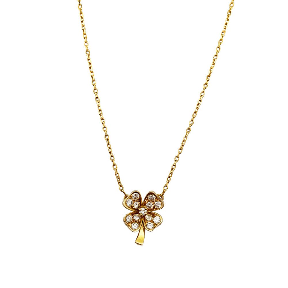 Collier trèfle en or jaune serti de brillants - Castafiore