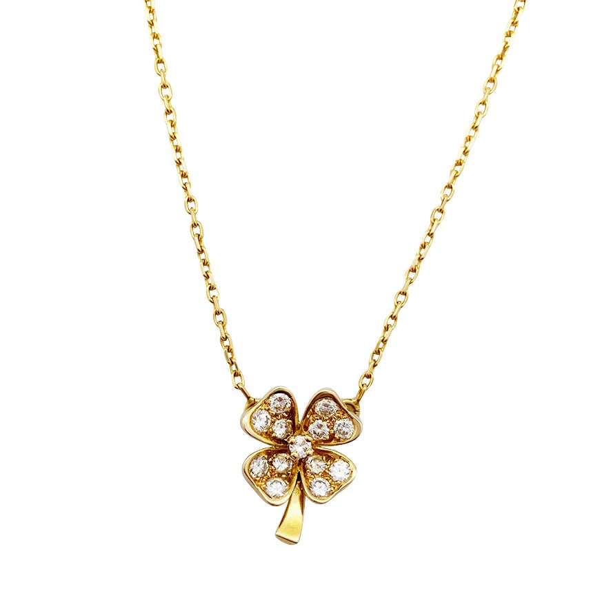 Collier trèfle en or jaune serti de brillants - Castafiore