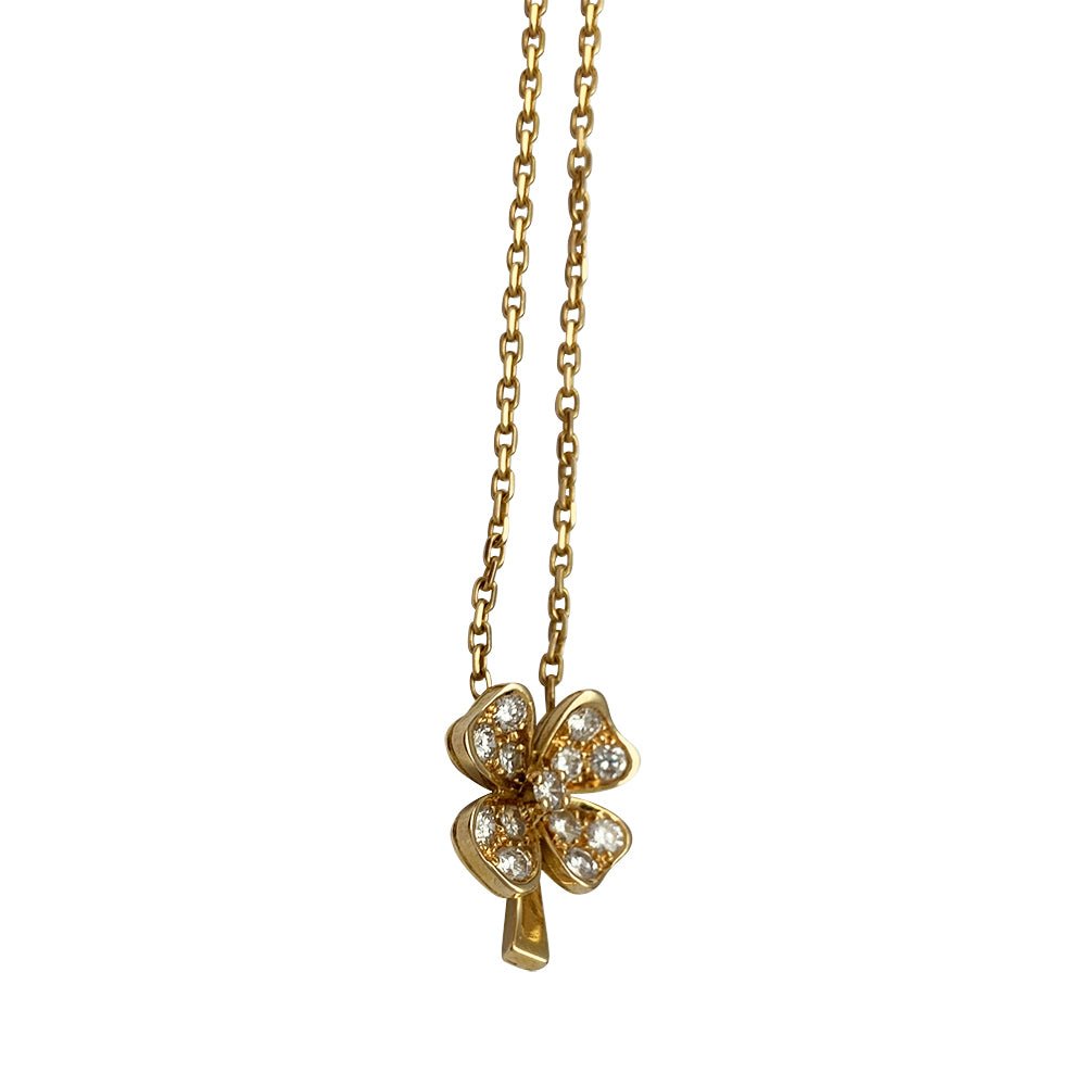 Collier trèfle en or jaune serti de brillants - Castafiore