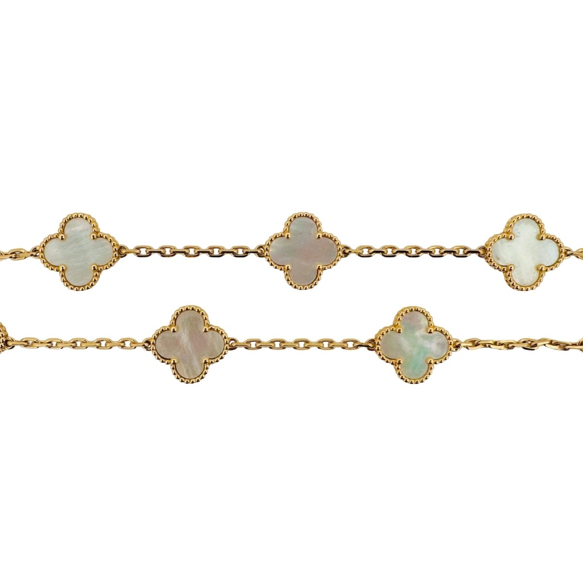 Collier VAN CLEEF & ARPELS "Vintage Alhambra" 10 motifs en or jaune et nacre - Castafiore