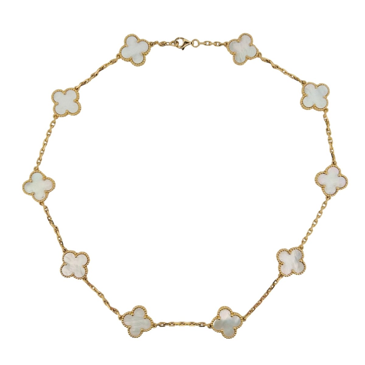 Collier VAN CLEEF & ARPELS "Vintage Alhambra" 10 motifs en or jaune et nacre - Castafiore