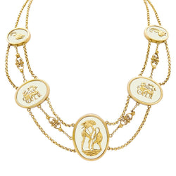 Collier vintage Lalaounis, "The Shield of Achilles", or jaune, cristal de roche. - Castafiore