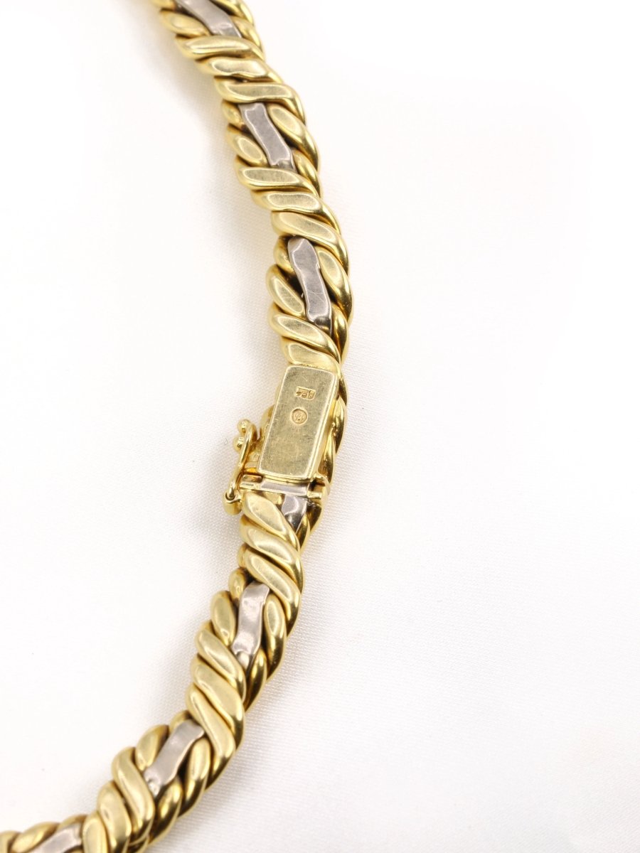 Collier vintage tressé en 2 tons d’or et diamants - Castafiore