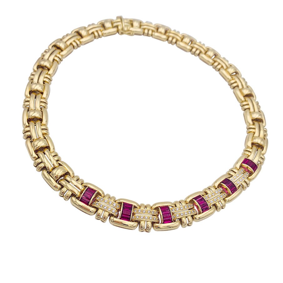 Collier Wempé en or jaune serti de rubis et de diamants - Castafiore
