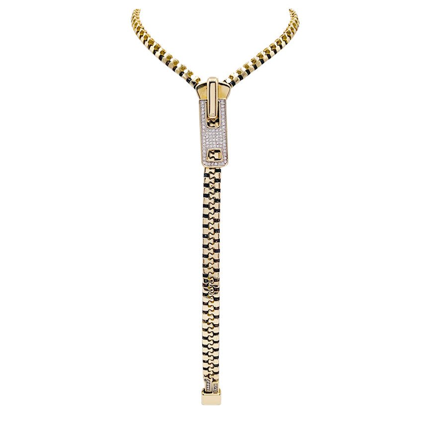 Collier ZIP en or jaune et diamants - Castafiore