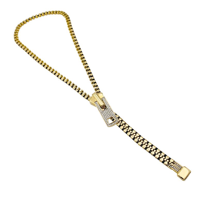 Collier ZIP en or jaune et diamants - Castafiore