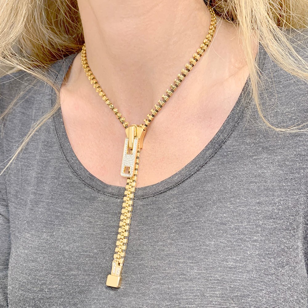 Collier ZIP en or jaune et diamants - Castafiore