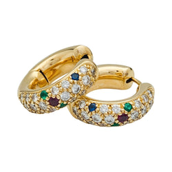 Créoles or jaune, diamants, pierres de couleur - Castafiore