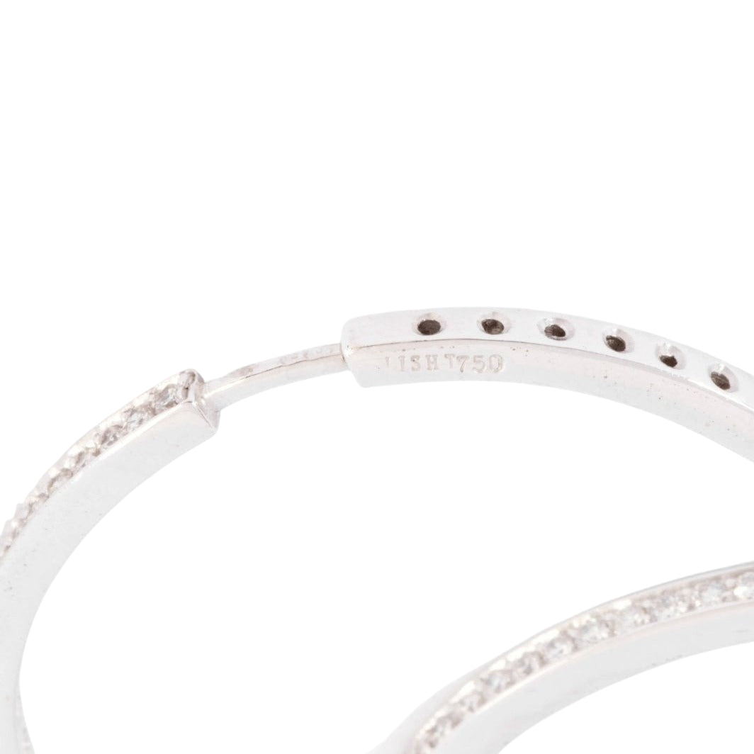 Créoles sur or gris entièrement pavées de diamants - Castafiore