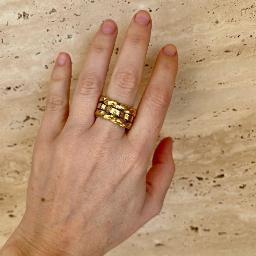 David Webb Woven Gold Unisex Band Ring - Castafiore