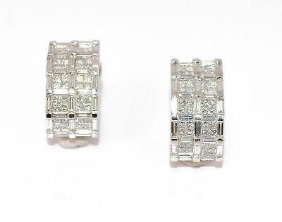 Demi créole en diamant or gris et diamants baguettes - Castafiore