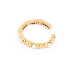 Deux bracelets en or jaune torsadé et perles - Castafiore