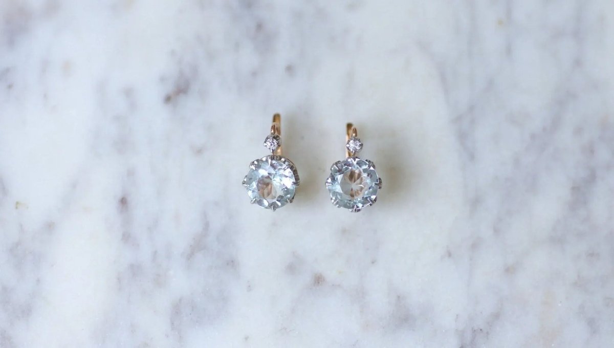 Dormeuses aigue-marine et diamants - Castafiore
