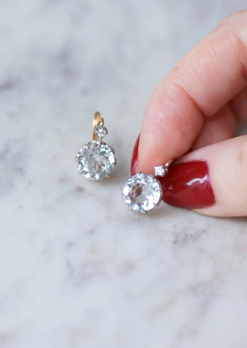 Dormeuses aigue-marine et diamants - Castafiore