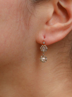 Dormeuses anciennes en or et diamants taillés en rose - Castafiore