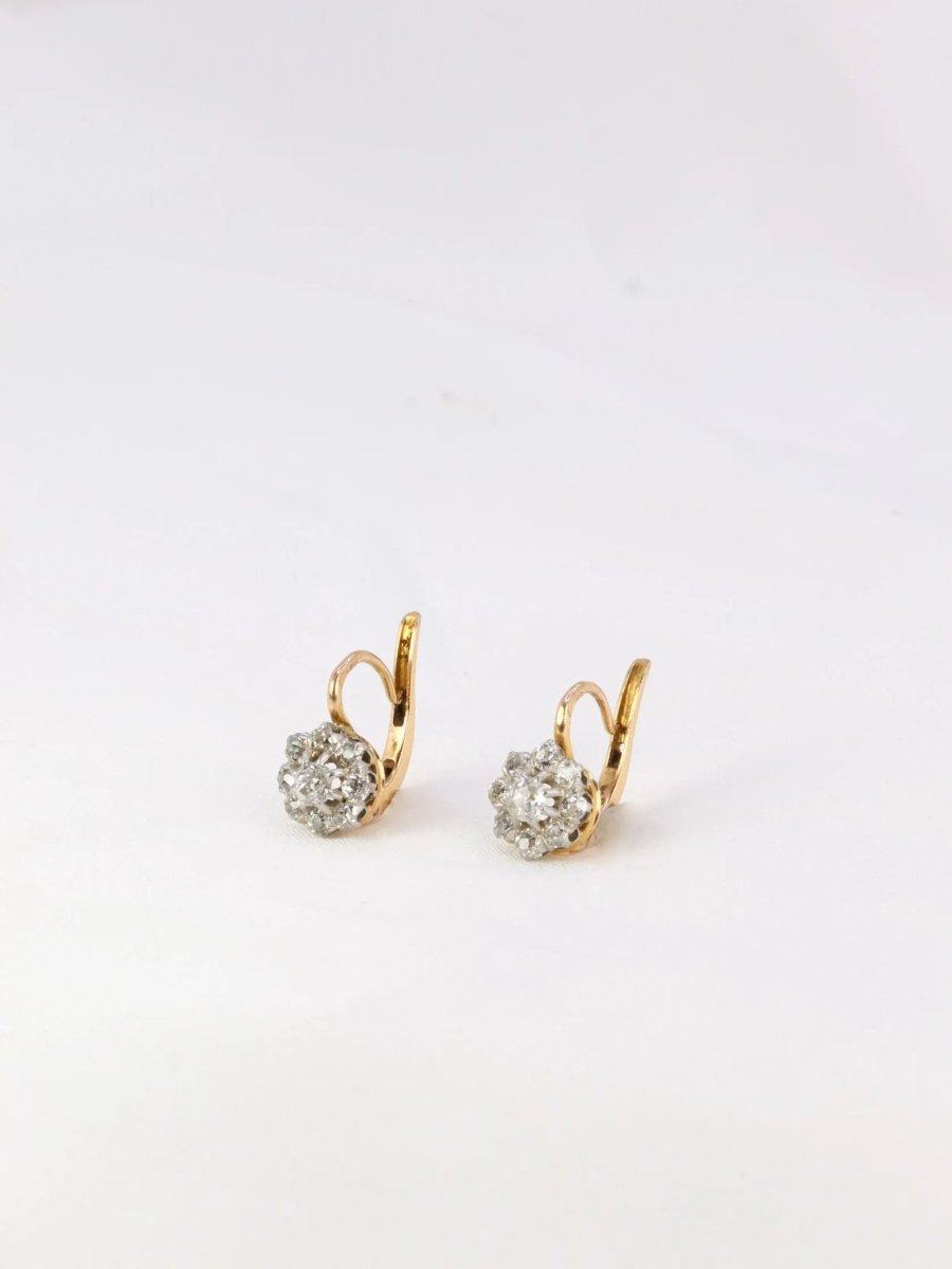 Dormeuses en or et diamants taille ancienne - Castafiore