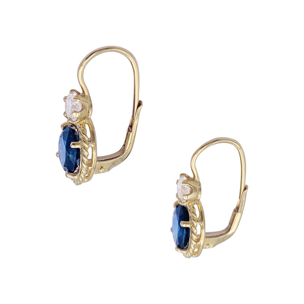 Dormeuses or jaune, saphirs et diamants. - Castafiore