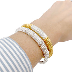 Duo de joncs vintage or jaune et blanc, diamants. - Castafiore