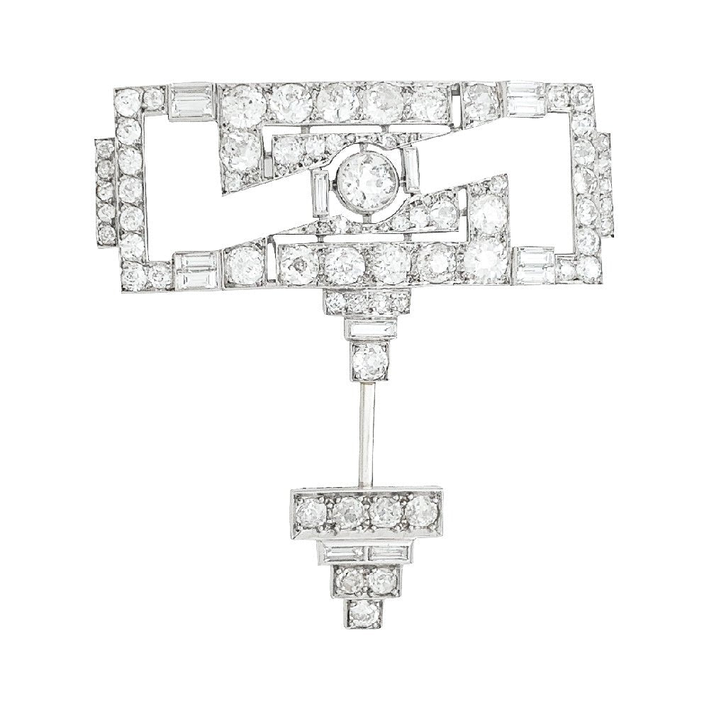 Epingle Art Déco en platine et diamants - Castafiore