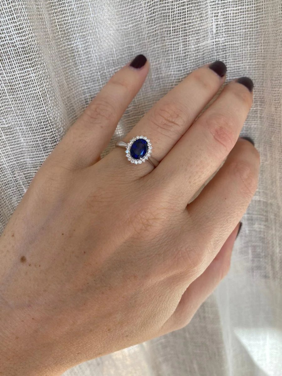 Estate Italian Sapphire Diamond Engagement Ring - Castafiore