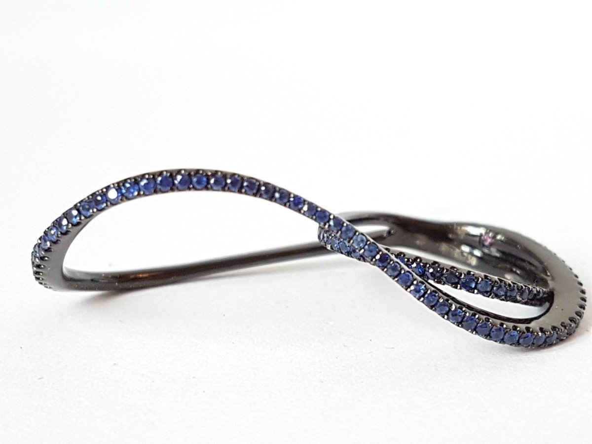 Etername Bague Entrelacs Or noir Saphir - Castafiore