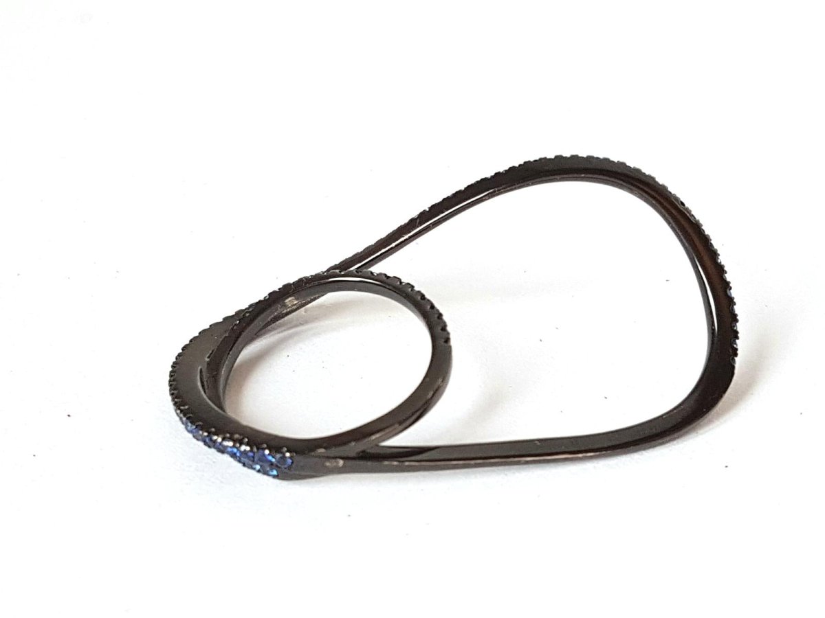 Etername Bague Entrelacs Or noir Saphir - Castafiore