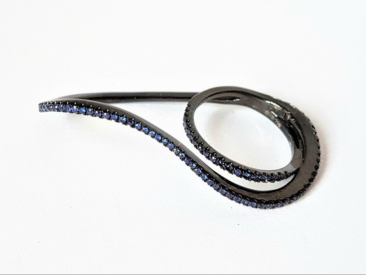 Etername Bague Entrelacs Or noir Saphir - Castafiore