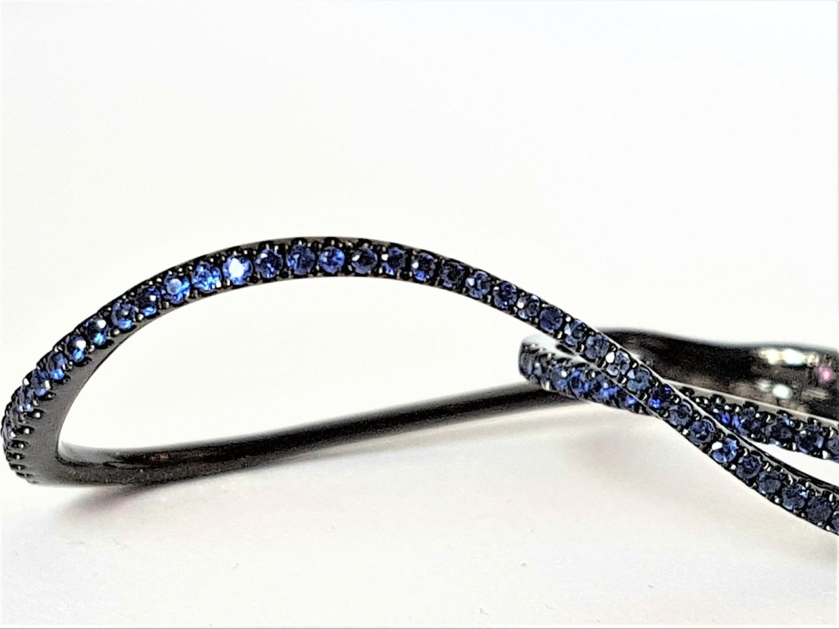 Etername Bague Entrelacs Or noir Saphir - Castafiore