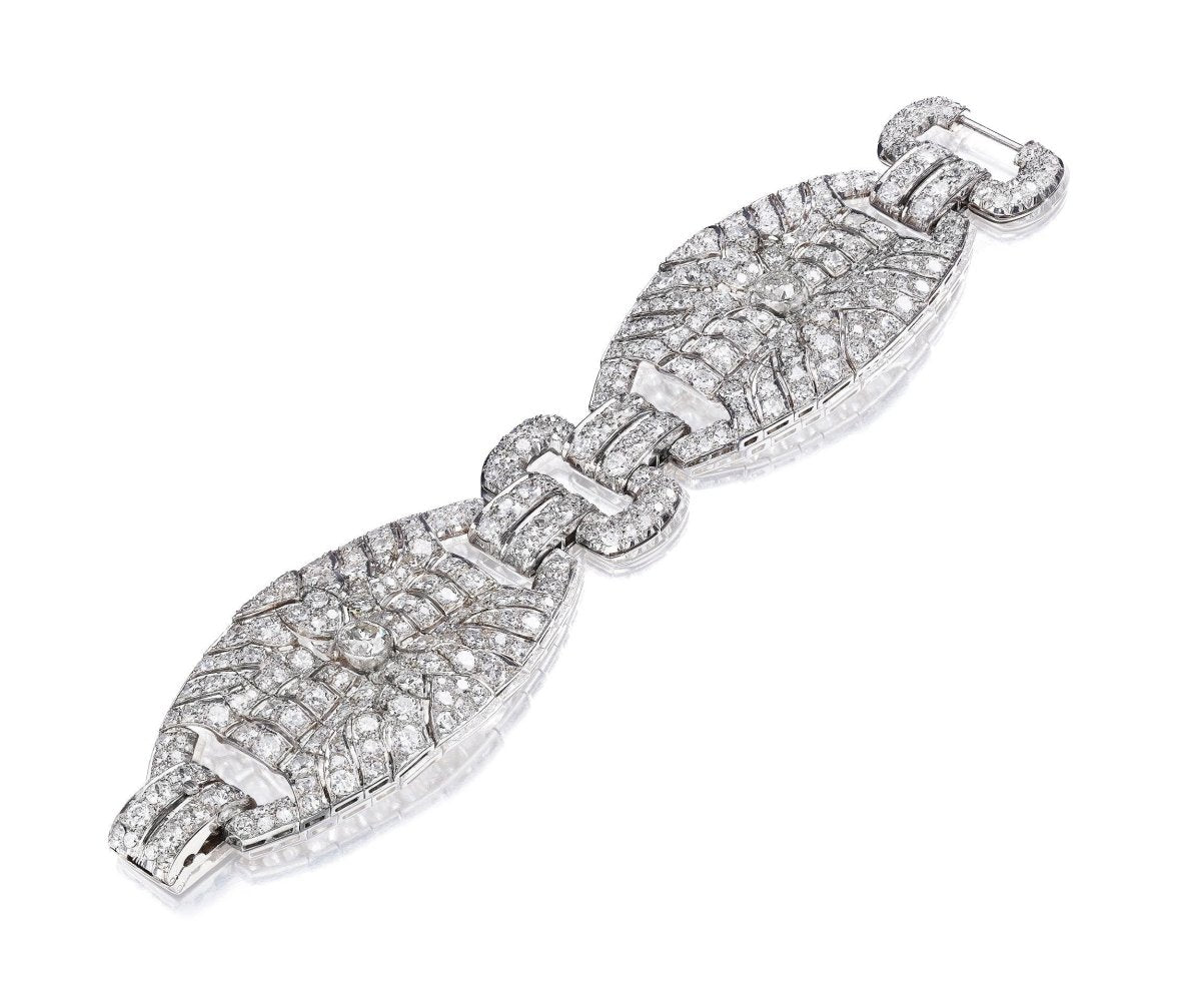 Exceptionnel bracelet Art Déco, platine et diamants - Castafiore