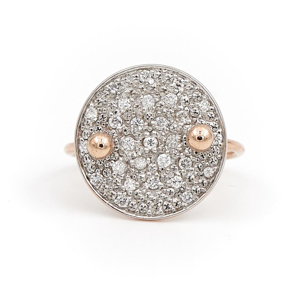 Ginette NY Bague Large Galaxy Or rose Diamant - Castafiore