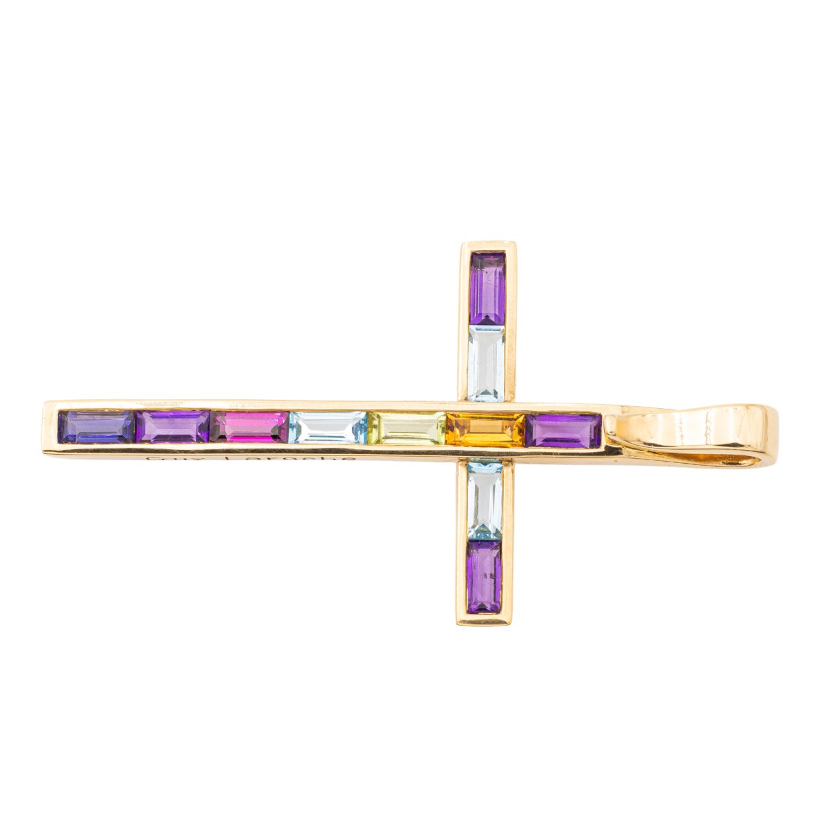 Guy Laroche Pendentif Croix Or jaune Améthyste - Castafiore