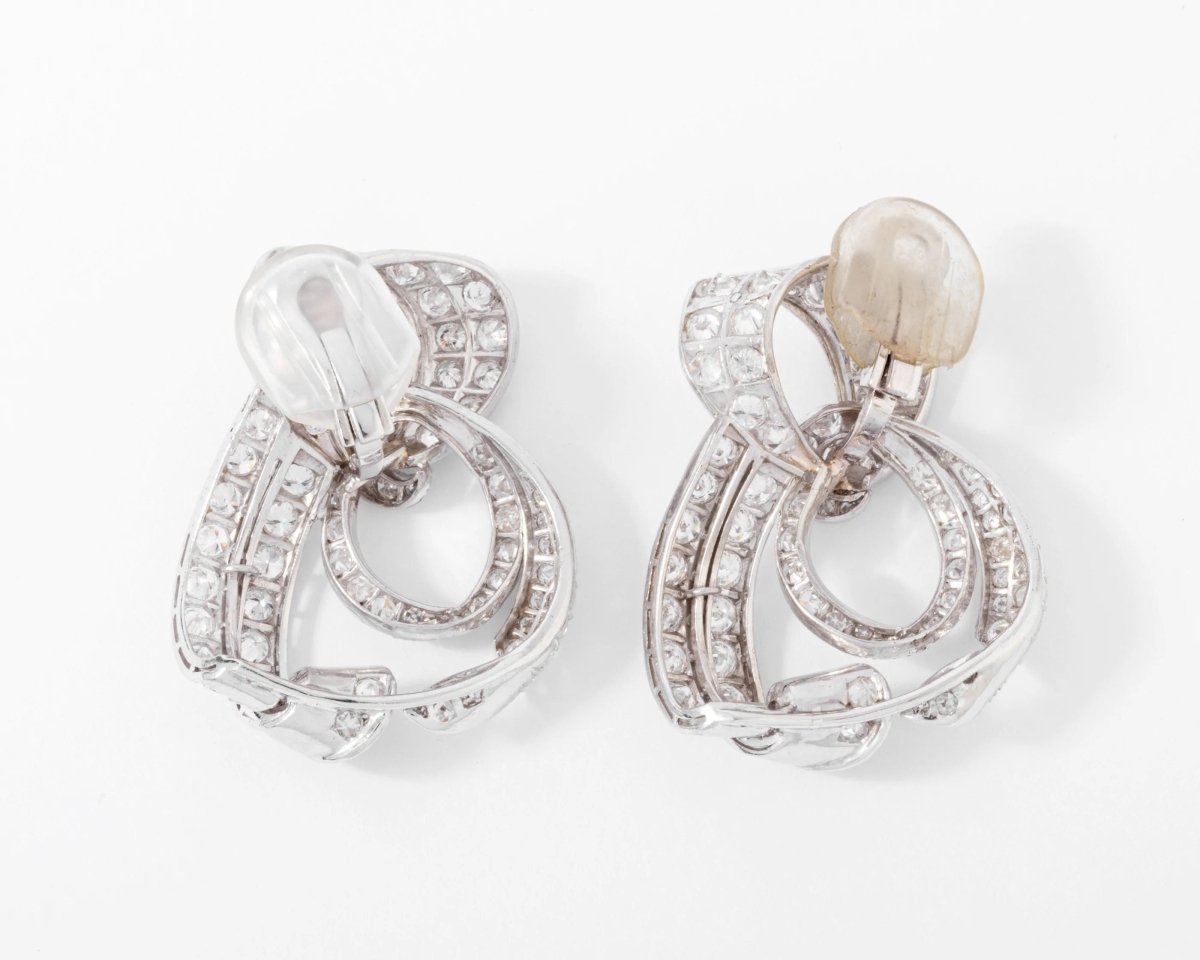 Importante boucle d'oreilles Platine et diamants circa 1930 - Castafiore