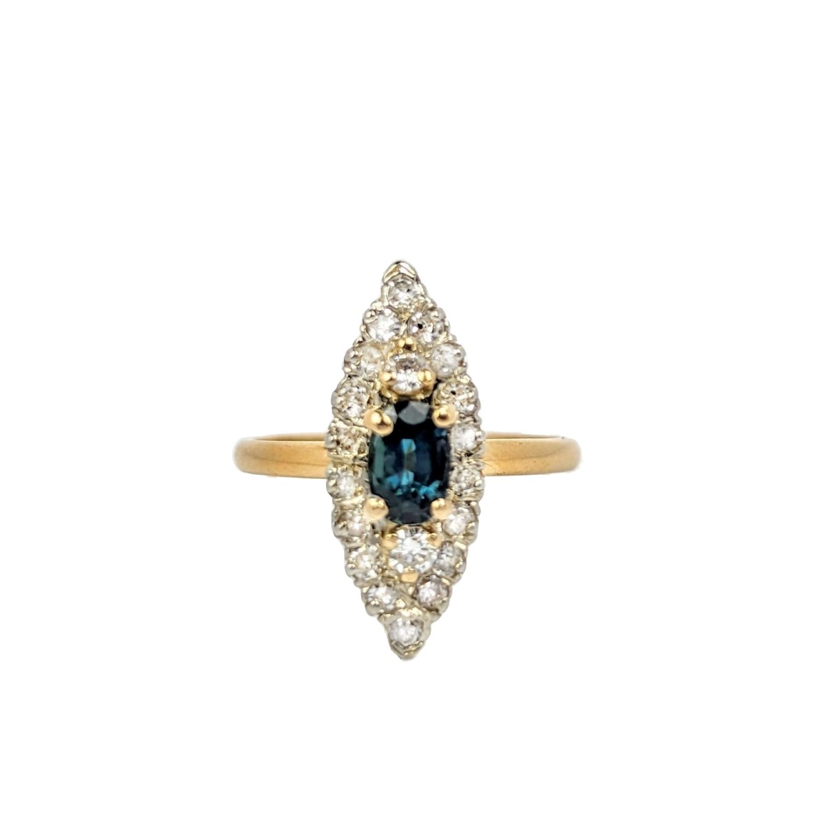 Marquise en or jaune diamants et saphir - Castafiore