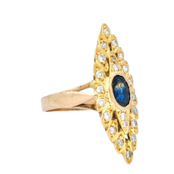 Marquise en or jaune diamants et saphir - Castafiore
