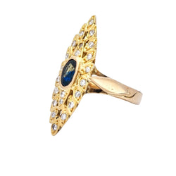 Marquise en or jaune diamants et saphir - Castafiore