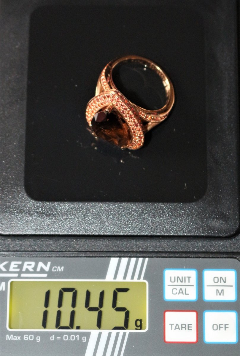 MAUBOUSSIN bague « Subtile Raison » quartz fumé, saphirs pêche, citrines Madère - Castafiore