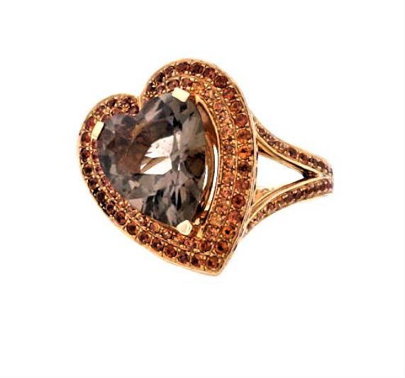 MAUBOUSSIN bague « Subtile Raison » quartz fumé, saphirs pêche, citrines Madère - Castafiore